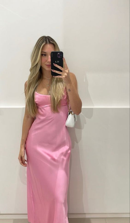 Summeria Pink Satin Dress