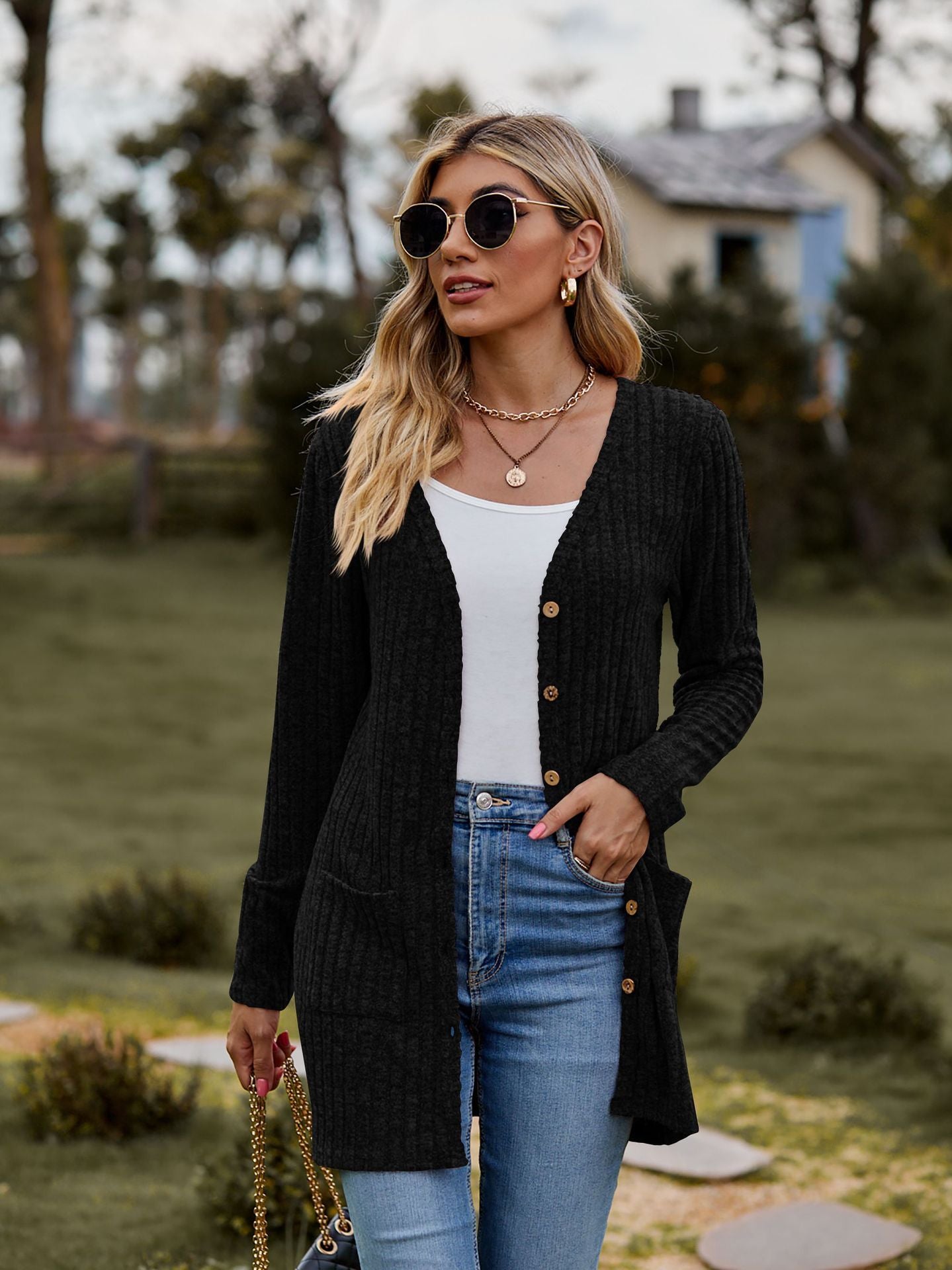 Evelyn Ribbed Cardigan