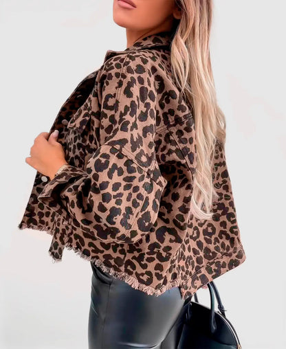 Naya Leopard Print Denim Jacket