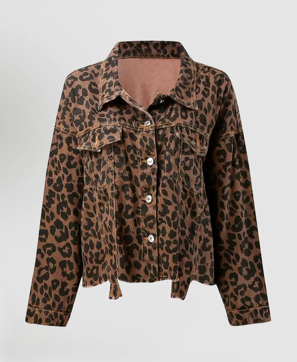 Naya Leopard Print Denim Jacket